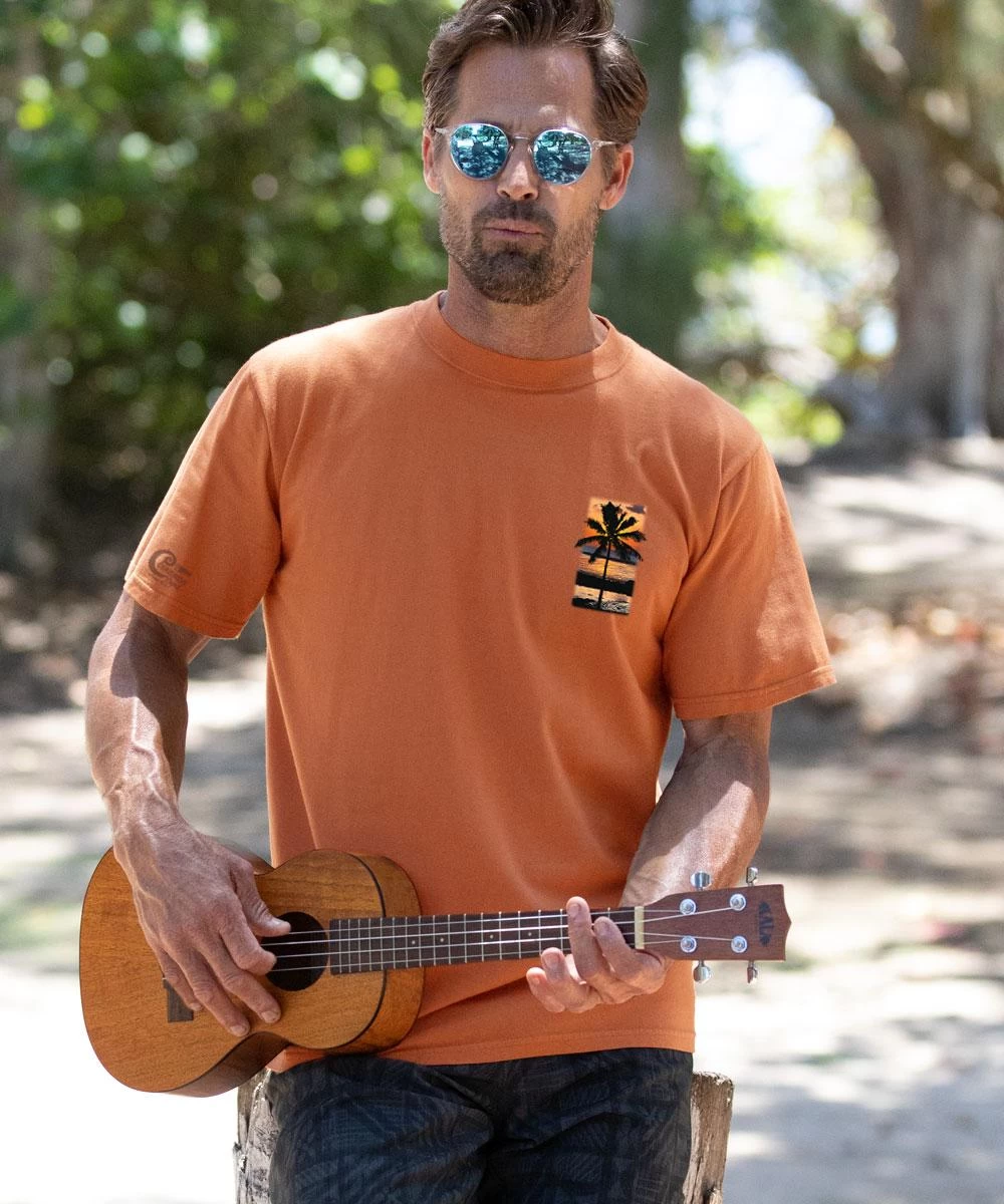 Palm Ocean View - Cinnamon Dyed Short Sleeve Crewneck T-Shirt 4 Palm Ocean View - Cinnamon Dyed Short Sleeve Crewneck T-Shirt - Image 2