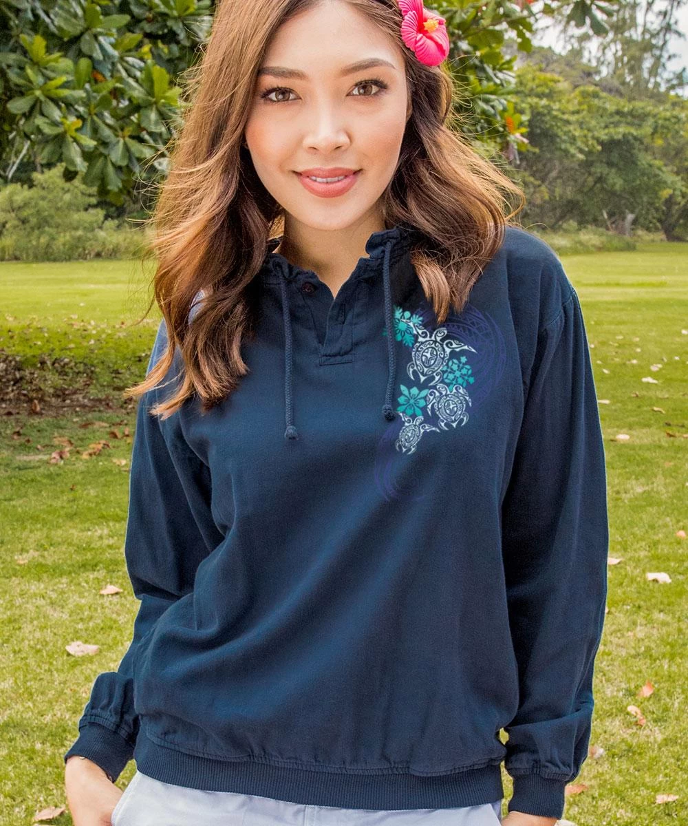 Honu Glide Quilts - Navy Long Sleeve Lightweight Pullover 3 Honu Glide Quilts - Navy Long Sleeve Lightweight Pullover