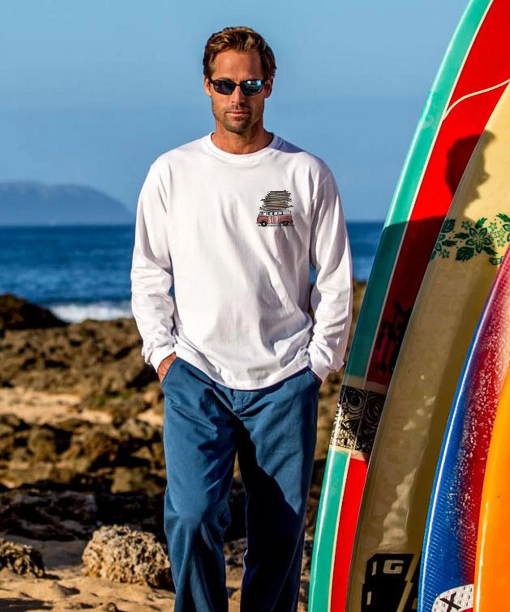 Volkswagen Surfmobile - White Long Sleeve Crewneck T-Shirt 4 Volkswagen Surfmobile - White Long Sleeve Crewneck T-Shirt - Image 2