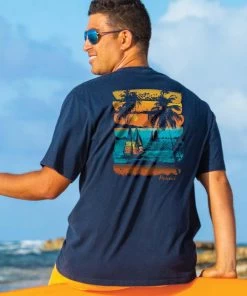 Brushstroke Beach - Navy Short Sleeve Crewneck T-Shirt