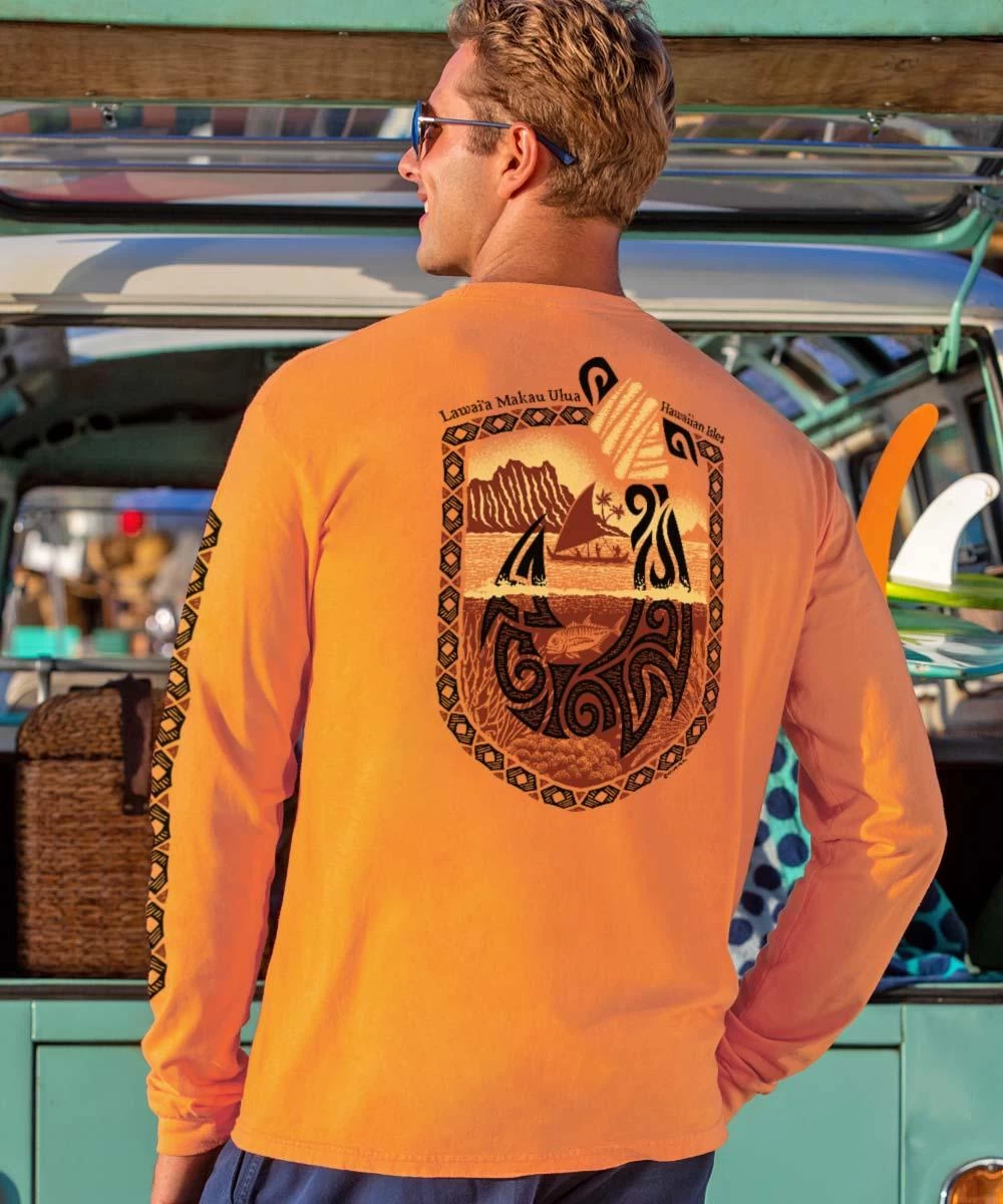 Lawaia Makau Ulua - Apricot Dyed Long Sleeve Crewneck T-Shirt 3 Lawaia Makau Ulua - Apricot Dyed Long Sleeve Crewneck T-Shirt