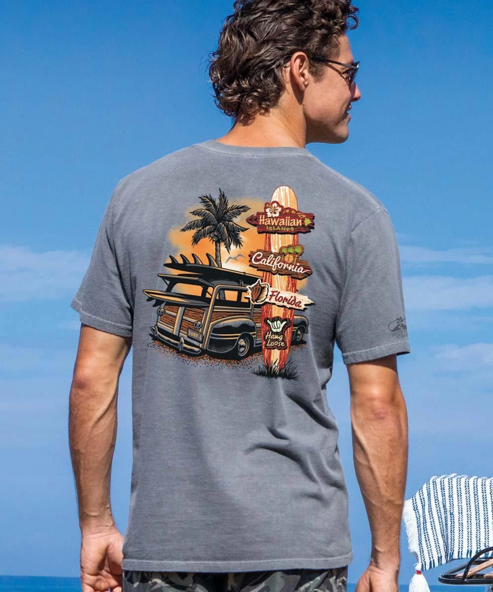Woody Surf Signs - Crater Dyed® Short Sleeve Crewneck T-Shirt 3 Woody Surf Signs - Crater Dyed® Short Sleeve Crewneck T-Shirt