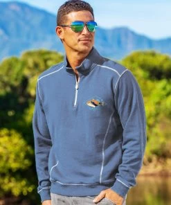 Humu Hawaii Diamond - Blue Heather Long Sleeve Mountain Peak Pullover