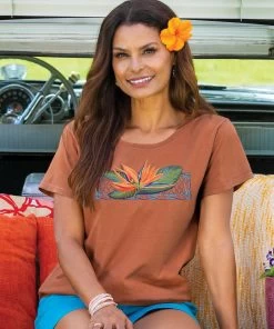 Bird Of Paradise - Cinnamon Dyed Short Sleeve Scoop Neck T-Shirt