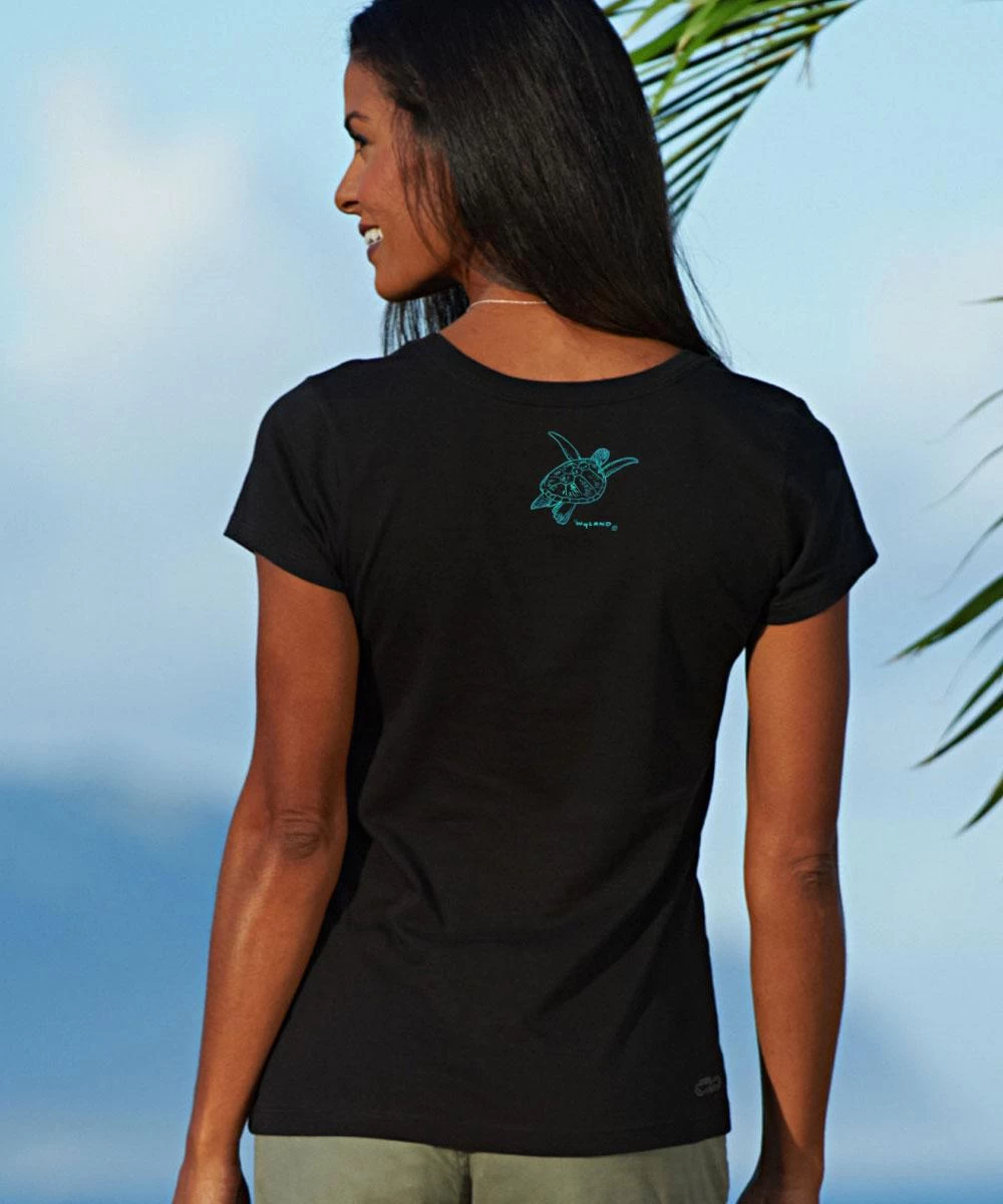 Wyland® Sea Turtle Band - Jet Black Short Sleeve Pima T-Shirt 4 Wyland® Sea Turtle Band - Jet Black Short Sleeve Pima T-Shirt - Image 2