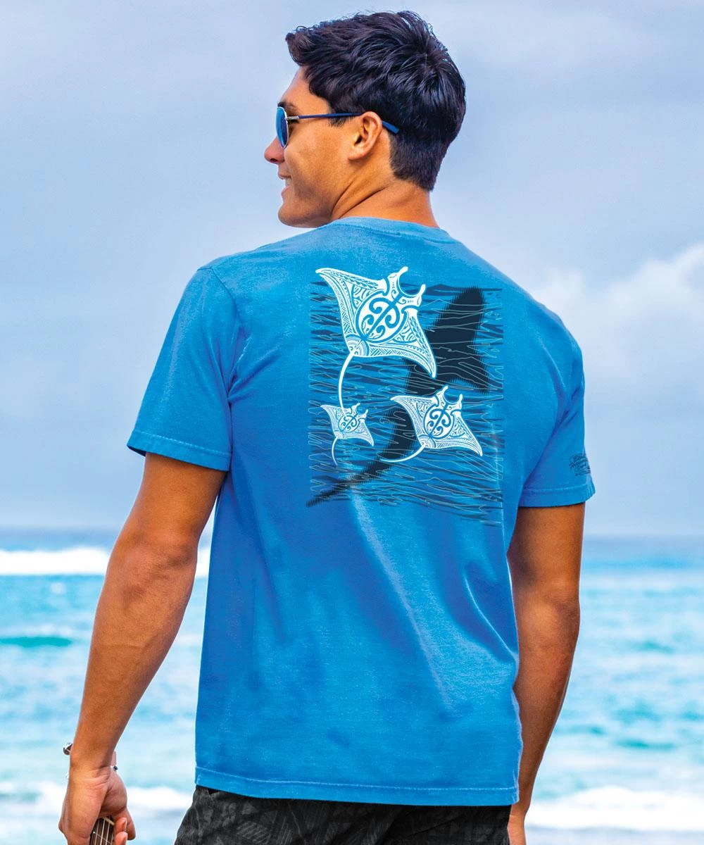 Cruzing Manta Mano - Blue Hawaii Dyed Short Sleeve Crewneck T-Shirt 3 Cruzing Manta Mano - Blue Hawaii Dyed Short Sleeve Crewneck T-Shirt