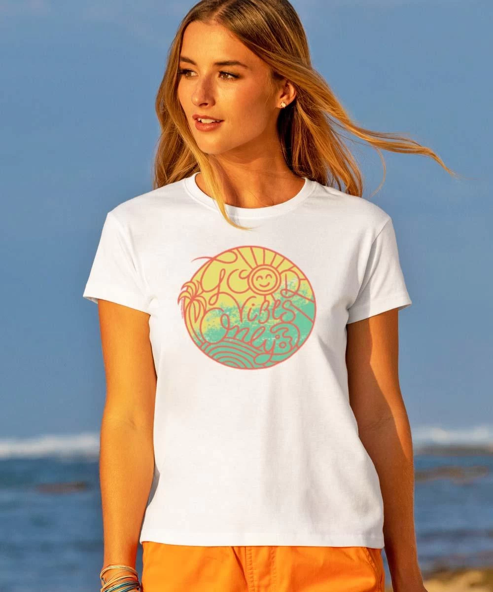 Good Vibes Only - White Short Sleeve Crewneck T-Shirt 3 Good Vibes Only - White Short Sleeve Crewneck T-Shirt