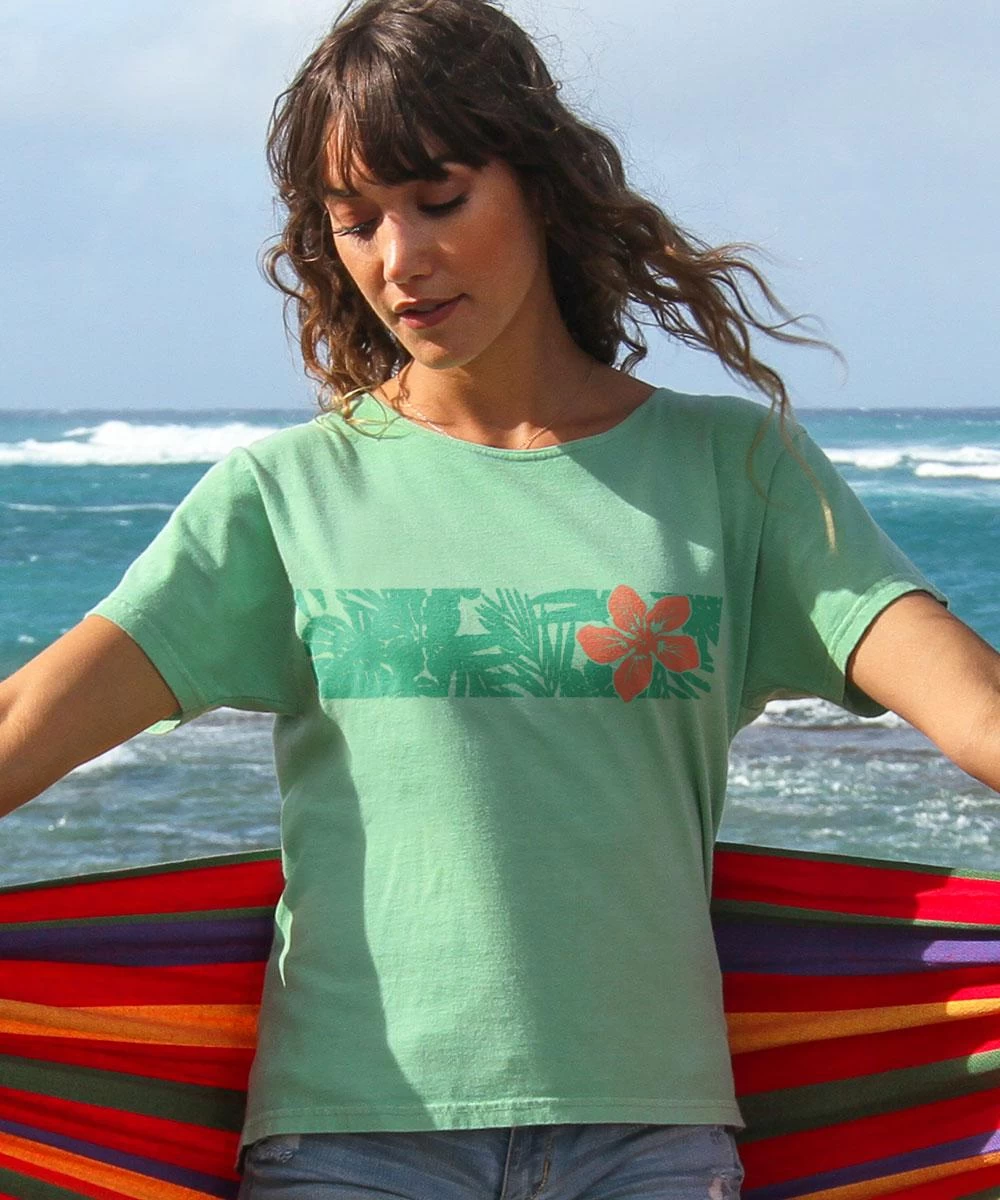 Haku Band - Key Lime Dyed Short Sleeve Scoop Neck T-Shirt 3 Haku Band - Key Lime Dyed Short Sleeve Scoop Neck T-Shirt