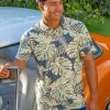 Kia’i - Blue/Tan Short Sleeve Hawaiian Polo Shirt -Chic Clothing Shop c6acb52c 1b6f 4343 af62 b56f5363191a