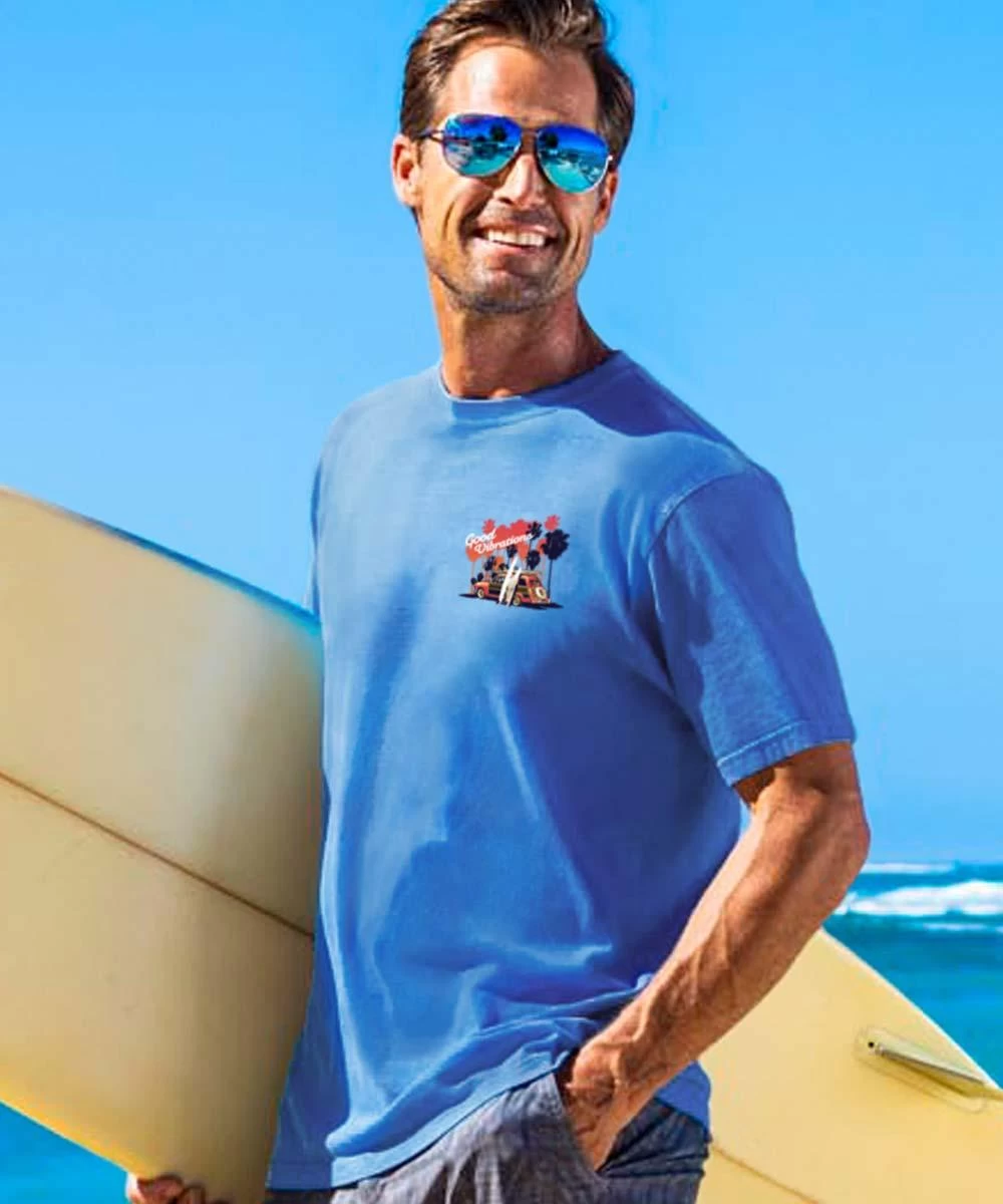 Good Vibrations - Blue Hawaii Dyed Short Sleeve Crewneck T-Shirt 4 Good Vibrations - Blue Hawaii Dyed Short Sleeve Crewneck T-Shirt - Image 2