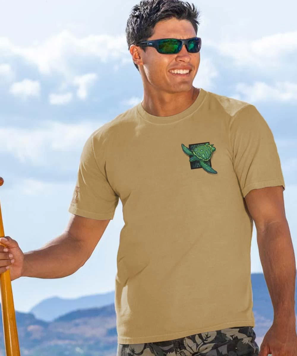 Sea Turtle Mosaic - Kona Coffee Dyed Short Sleeve Crewneck T-Shirt 4 Sea Turtle Mosaic - Kona Coffee Dyed Short Sleeve Crewneck T-Shirt - Image 2