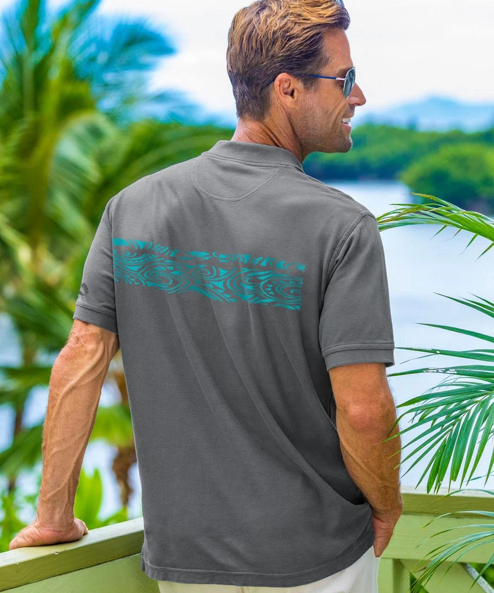 Island Racer - Crater Dyed® Short Sleeve Pique’ Polo Shirt 4 Island Racer - Crater Dyed® Short Sleeve Pique’ Polo Shirt - Image 2