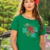 Pua Nani Montage - Wintergreen Dyed Short Sleeve Scoop Neck T-Shirt