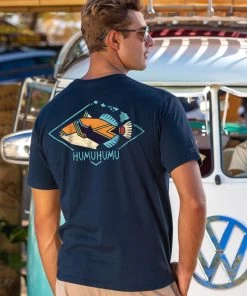 Humu Hawaii Diamond - Navy Short Sleeve Crewneck T-Shirt