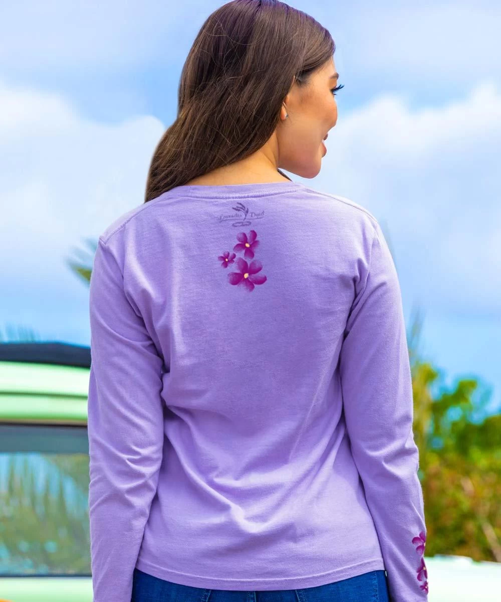 Tropical Sunrise - Lavender Dyed Long Sleeve Crewneck T-Shirt 4 Tropical Sunrise - Lavender Dyed Long Sleeve Crewneck T-Shirt - Image 2