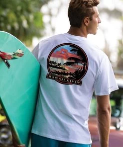 Island Style Sunset - White Short Sleeve Crewneck T-Shirt