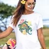 Flower Honu - White Short Sleeve Scoop Neck T-Shirt -Chic Clothing Shop e25c81e3 6c30 4043 9572 d4720c7bc871