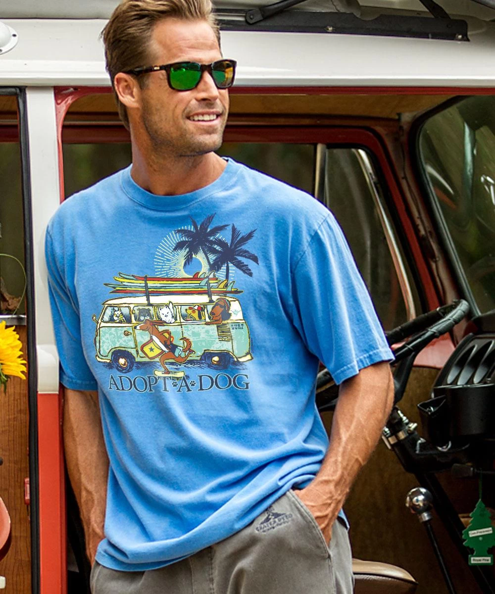 Volkswagen Hawaiian Humane Society Dog Day - Blue Hawaii Dyed Short Sleeve Crewneck T-Shirt 3 Volkswagen Hawaiian Humane Society Dog Day - Blue Hawaii Dyed Short Sleeve Crewneck T-Shirt