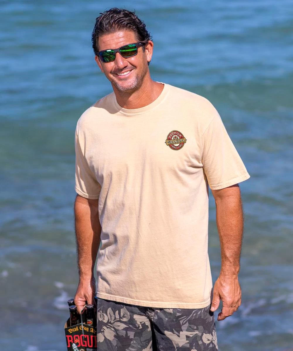 Premium Grandpa - Beer Dyed Short Sleeve Crewneck T-Shirt 4 Premium Grandpa - Beer Dyed Short Sleeve Crewneck T-Shirt - Image 2