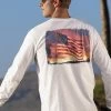 Flag Sunset - White Long Sleeve Crewneck T-Shirt -Chic Clothing Shop e4c50ad6 90c7 4c11 8faa 12e84f07a472