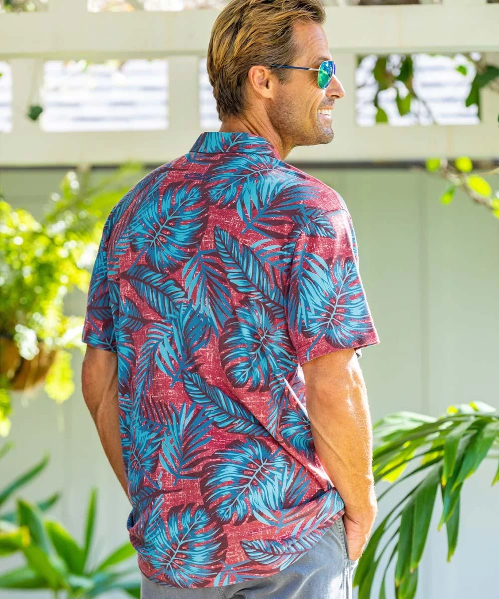 Kia’i - Red/Teal Short Sleeve Hawaiian Polo Shirt 4 Kia’i - Red/Teal Short Sleeve Hawaiian Polo Shirt - Image 2