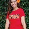 Hibiscus Sparkle - Candy Apple Red Dyed Short Sleeve Scoop Neck T-Shirt -Chic Clothing Shop f084672f 1eae 44f3 b0ef 7c628131820f