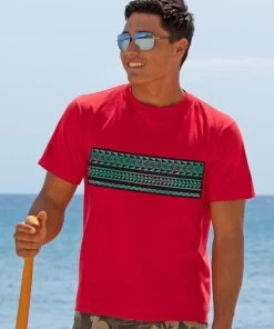 Alii Tapa Band - Candy Apple Red Dyed Short Sleeve Crewneck T-Shirt