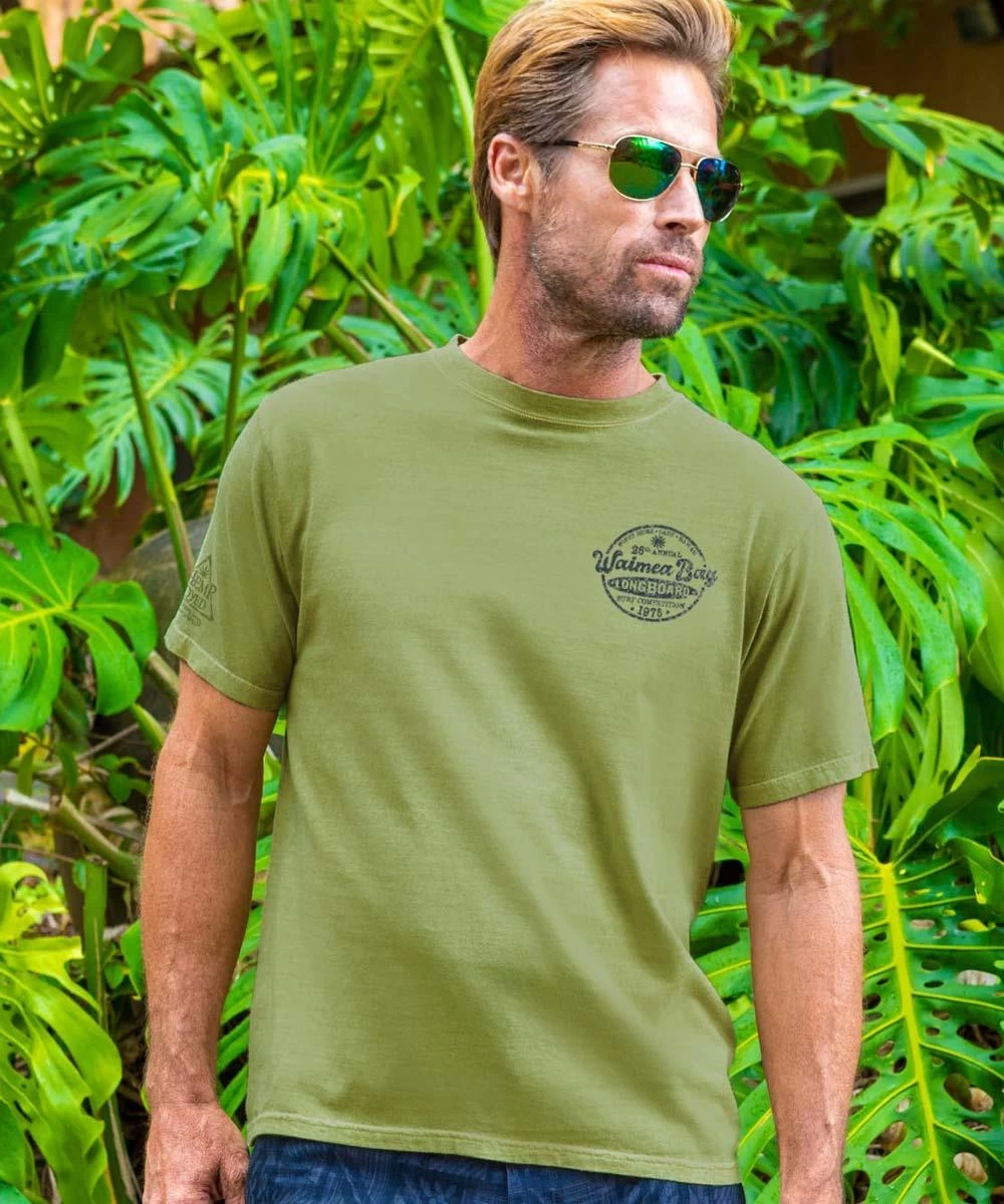 Waimea Bay Longboard Competition - Hemp Dyed Short Sleeve Crewneck T-Shirt 4 Waimea Bay Longboard Competition - Hemp Dyed Short Sleeve Crewneck T-Shirt - Image 2