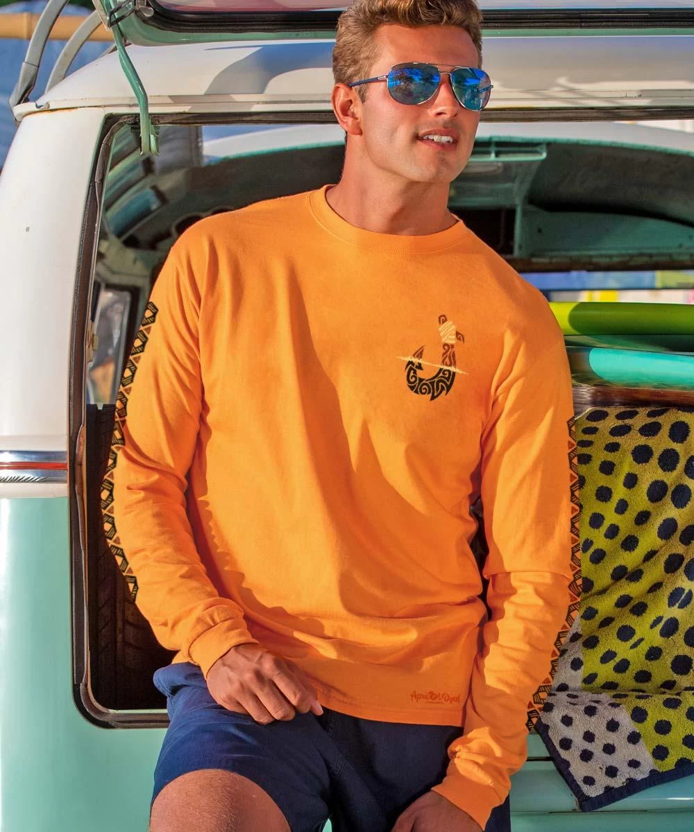 Lawaia Makau Ulua - Apricot Dyed Long Sleeve Crewneck T-Shirt 4 Lawaia Makau Ulua - Apricot Dyed Long Sleeve Crewneck T-Shirt - Image 2