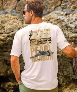 Pearl Harbor Aviation Museum Pearl Harbor Birdseye View - Coconut Dyed Short Sleeve Crewneck T-Shirt