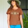 Blossom Quilt - Cinnamon Dyed Short Sleeve Scoop Neck T-Shirt -Chic Clothing Shop fa13d027 0aa4 46ad b618 4665340b9e34