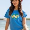 Hibiscus Lei Po’o - Blue Hawaii Dyed Short Sleeve Scoop Neck T-Shirt