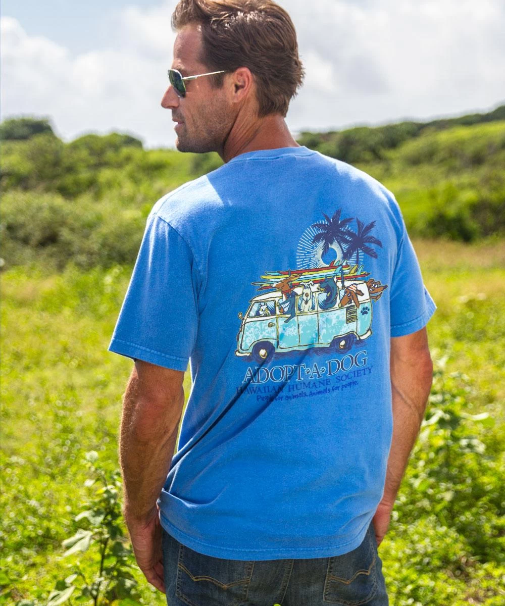 Volkswagen Hawaiian Humane Society Dog Day - Blue Hawaii Dyed Short Sleeve Crewneck T-Shirt 4 Volkswagen Hawaiian Humane Society Dog Day - Blue Hawaii Dyed Short Sleeve Crewneck T-Shirt - Image 2